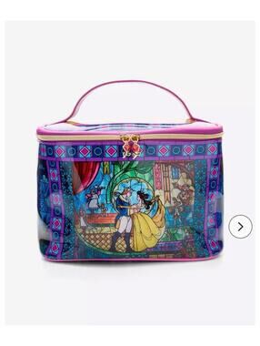 Disney Beauty and the Beast Stained Glass Cosmetic Case NWT